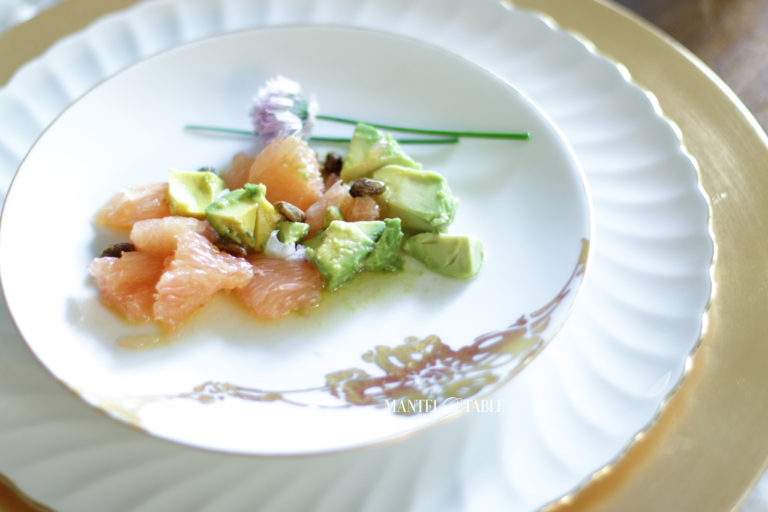 Grapefruit Avocado Salad plated and ready to serve!