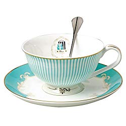 Jusalpha Vintage Blue Teacup with Spoon