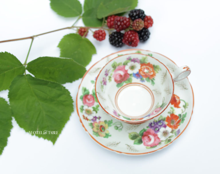Floral teacup top view