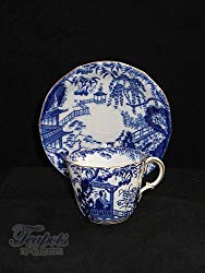 Blue Mikado Antique Demitasse Teacup and Saucer - Royal Crown Derby Porcelain