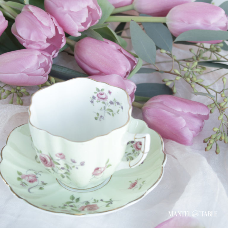 Cartwright & Edwards Soft Green Teacup closeup