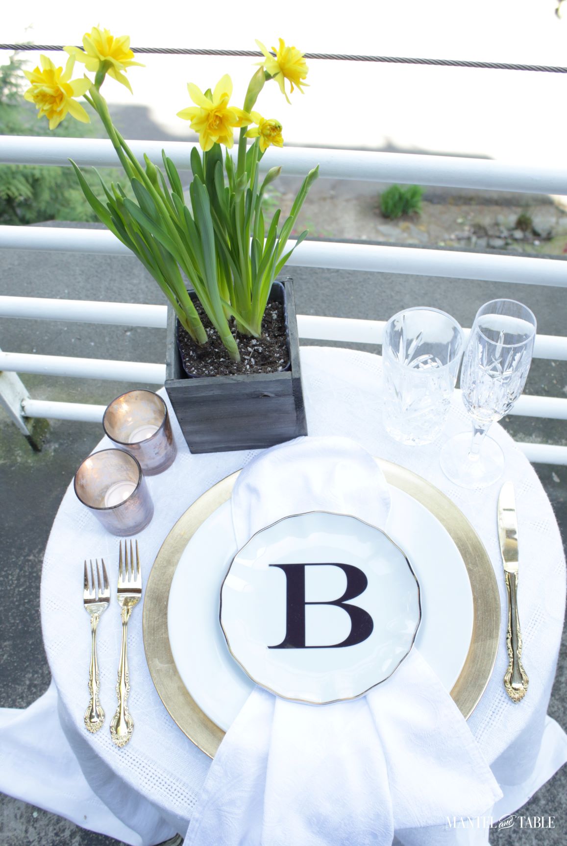 Daffodil tablescape ~ View from above