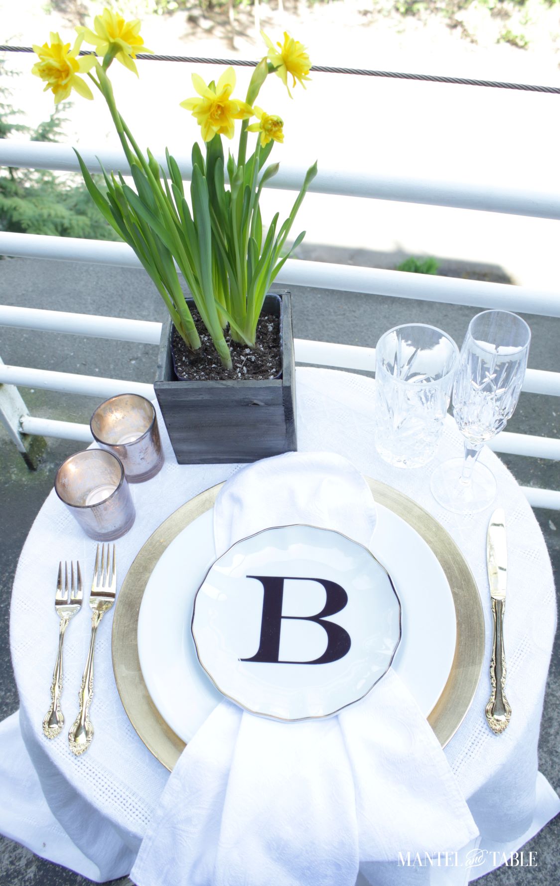 Daffodil tablescape ~ Top view