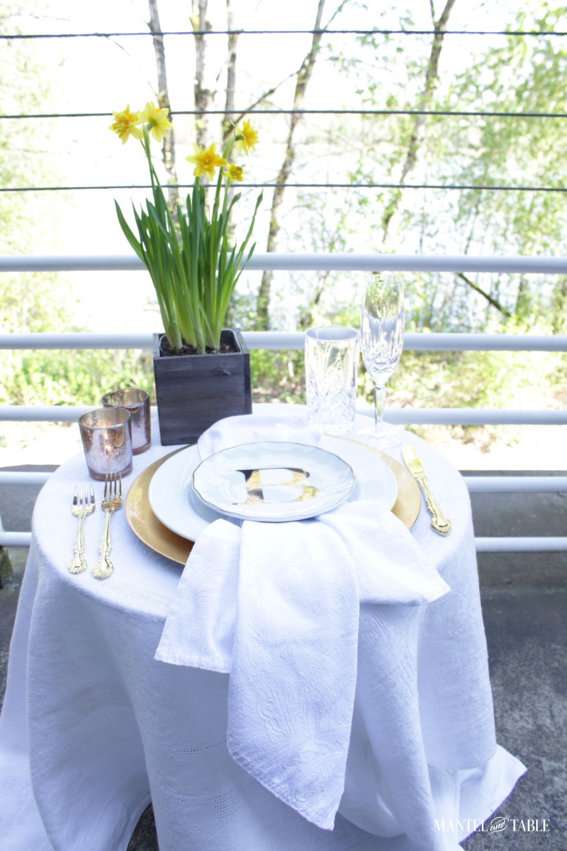 Daffodil tablescape ~ Full side view