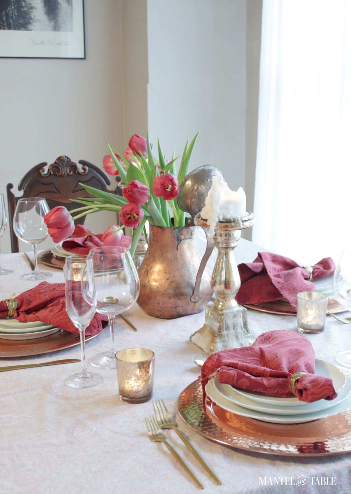 Beautiful Valentine's Table Setting Blog Hop - Mantel And Table