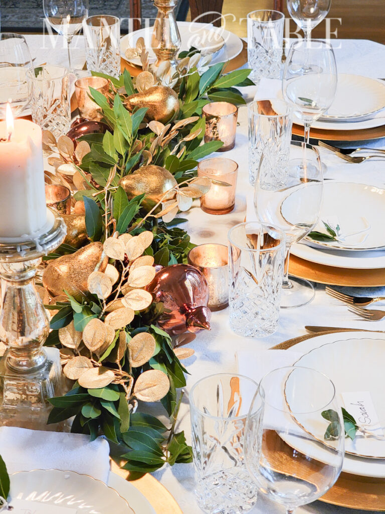 Gold and white table setting - a beautiful party sneak peek - Mantel ...