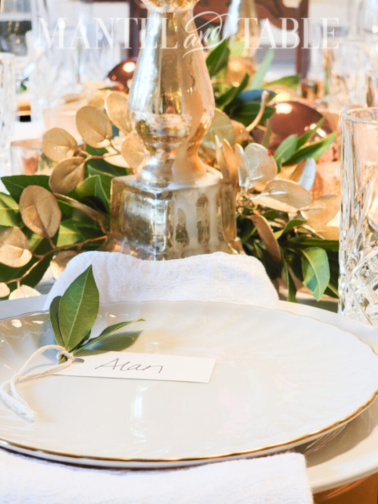 Gold and white table setting - a beautiful party sneak peek - Mantel ...