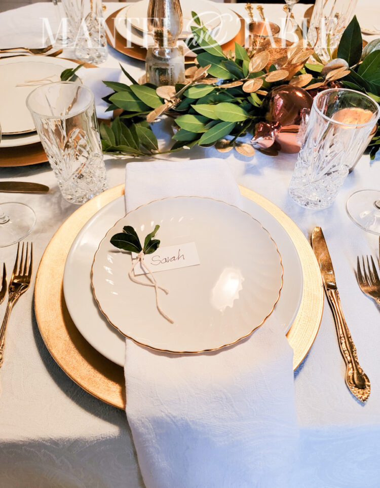 Gold and white table setting - a beautiful party sneak peek - Mantel ...