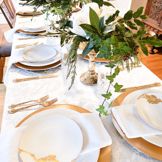 Gold and white table setting - a beautiful party sneak peek - Mantel ...