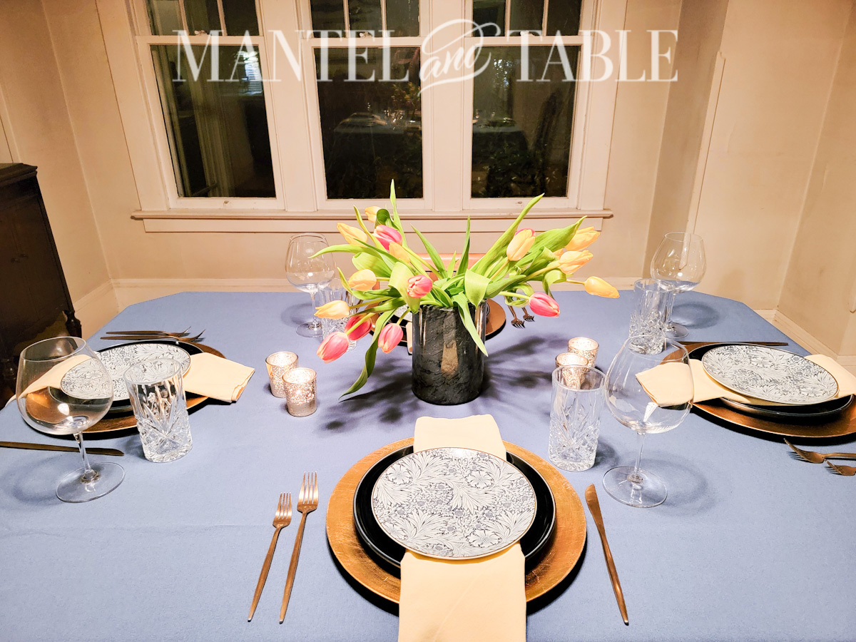 Spring Tulip Tablescape - wide view