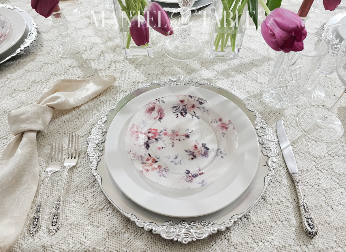 spring dinner party table place setting