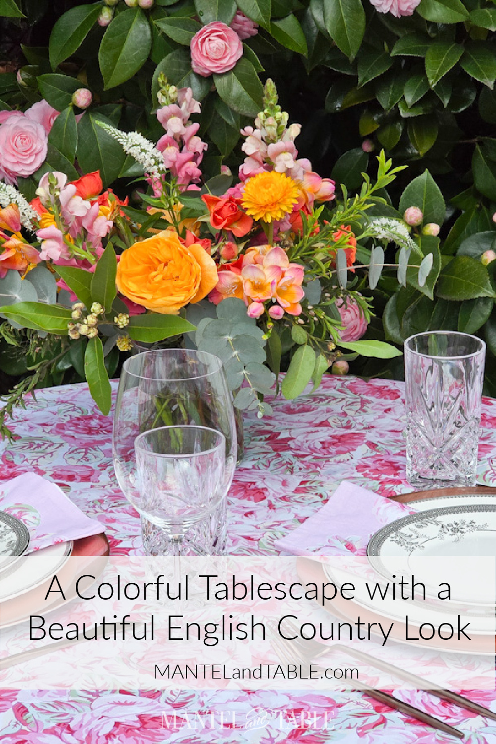 Colorful tablescape Pinterest banner